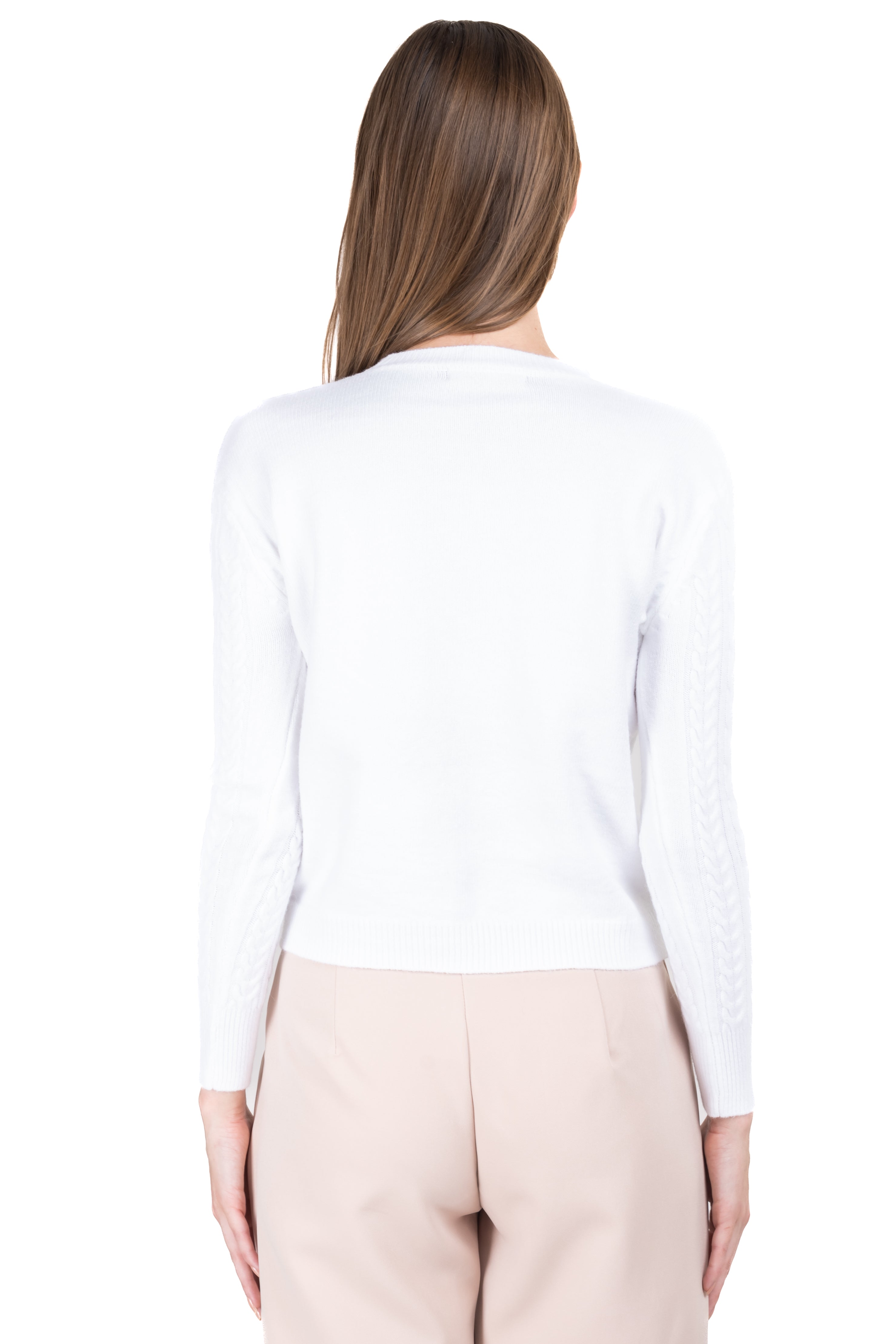 Suéter cuello alto tejido trenzas BLANCO