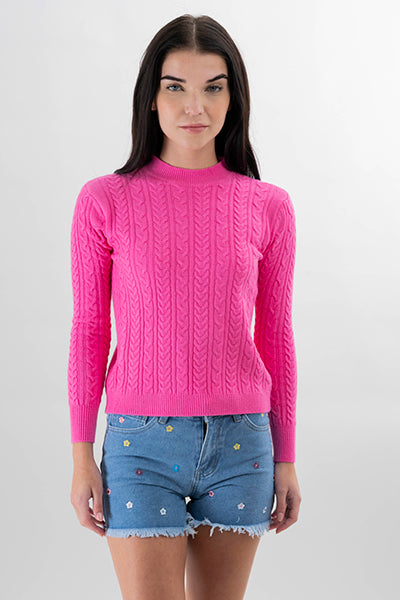 Suéter cuello alto tejido trenzas FIUSHA
