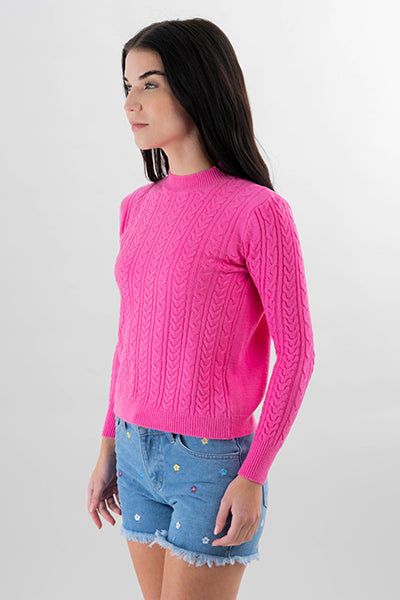 Suéter cuello alto tejido trenzas FIUSHA
