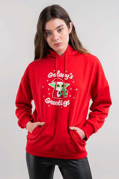 Hoodie Grogu galaxy´s ROJO