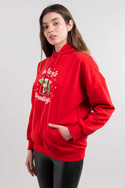 Hoodie Grogu galaxy´s ROJO