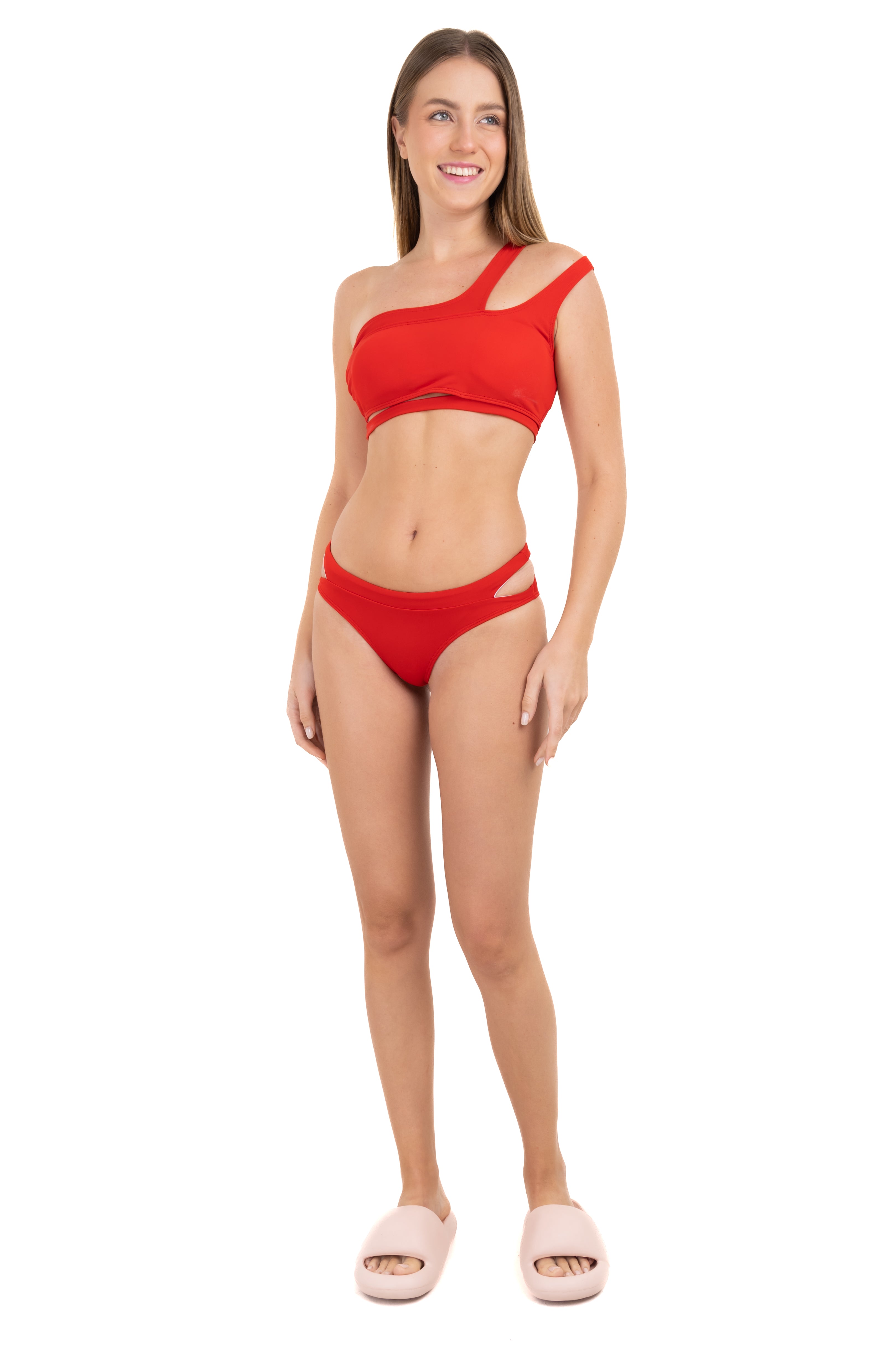 Traje de baño doble tirante liso ROJO