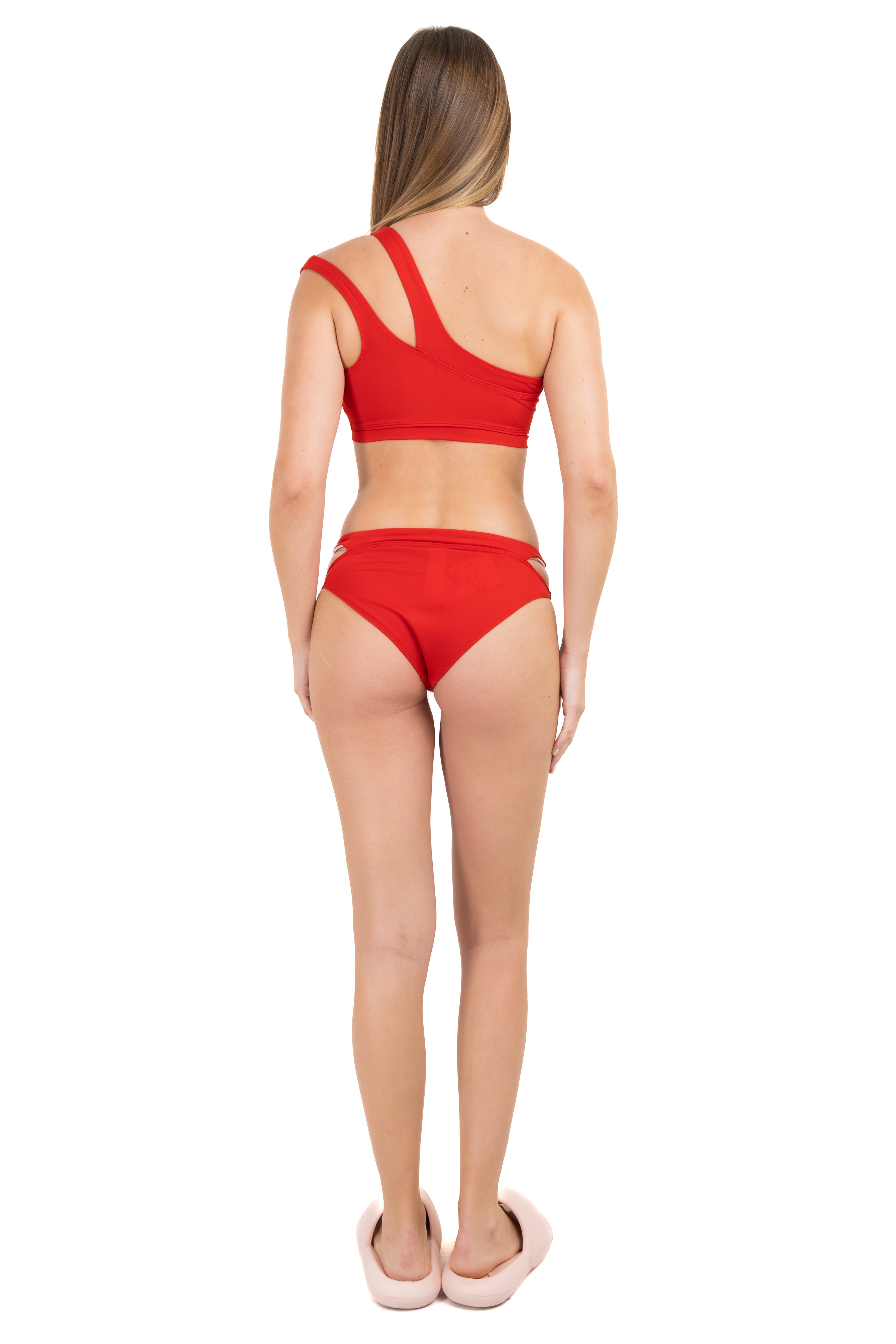 Traje de baño doble tirante liso ROJO