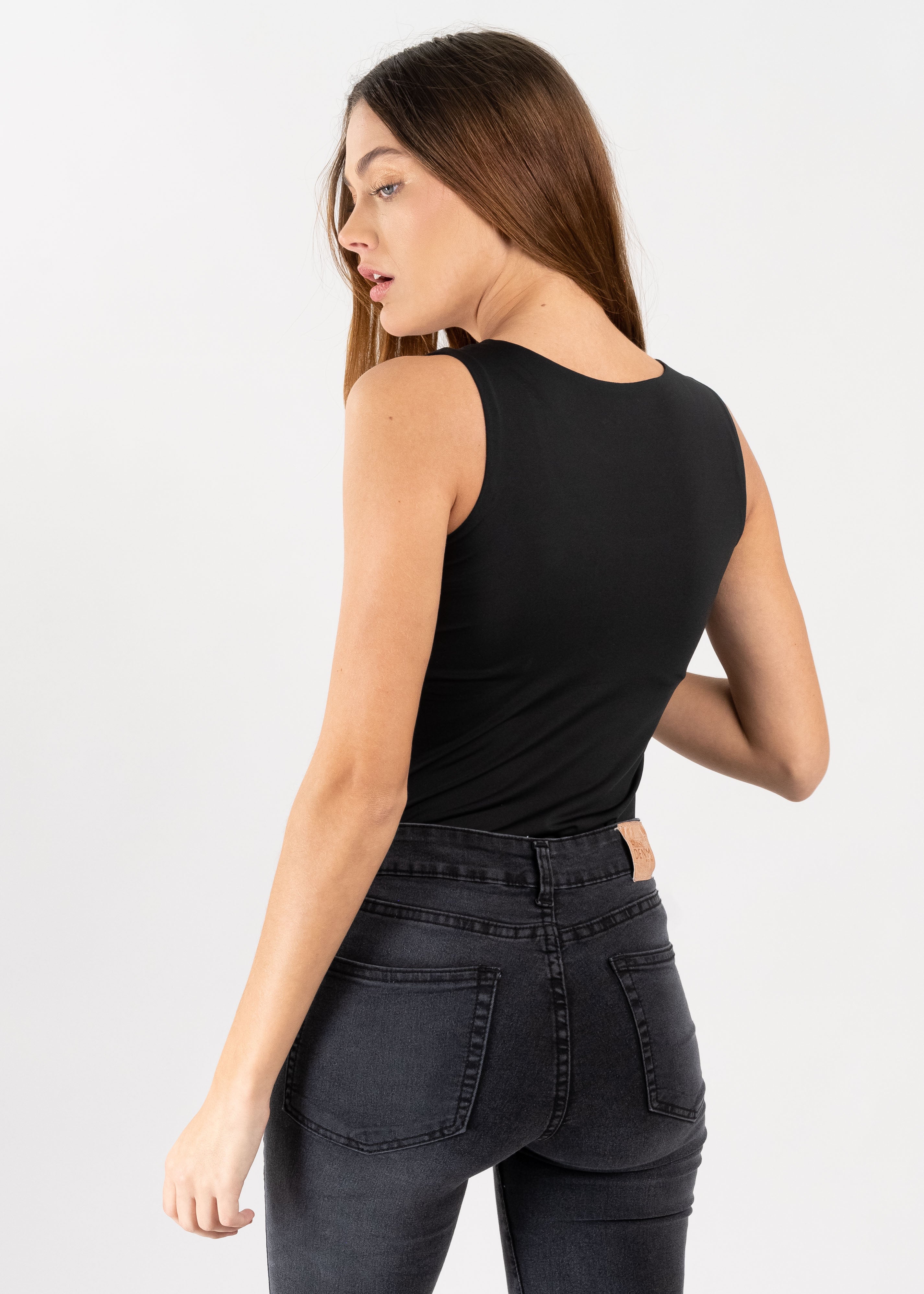 Playera tank seamless tirantes NEGRO