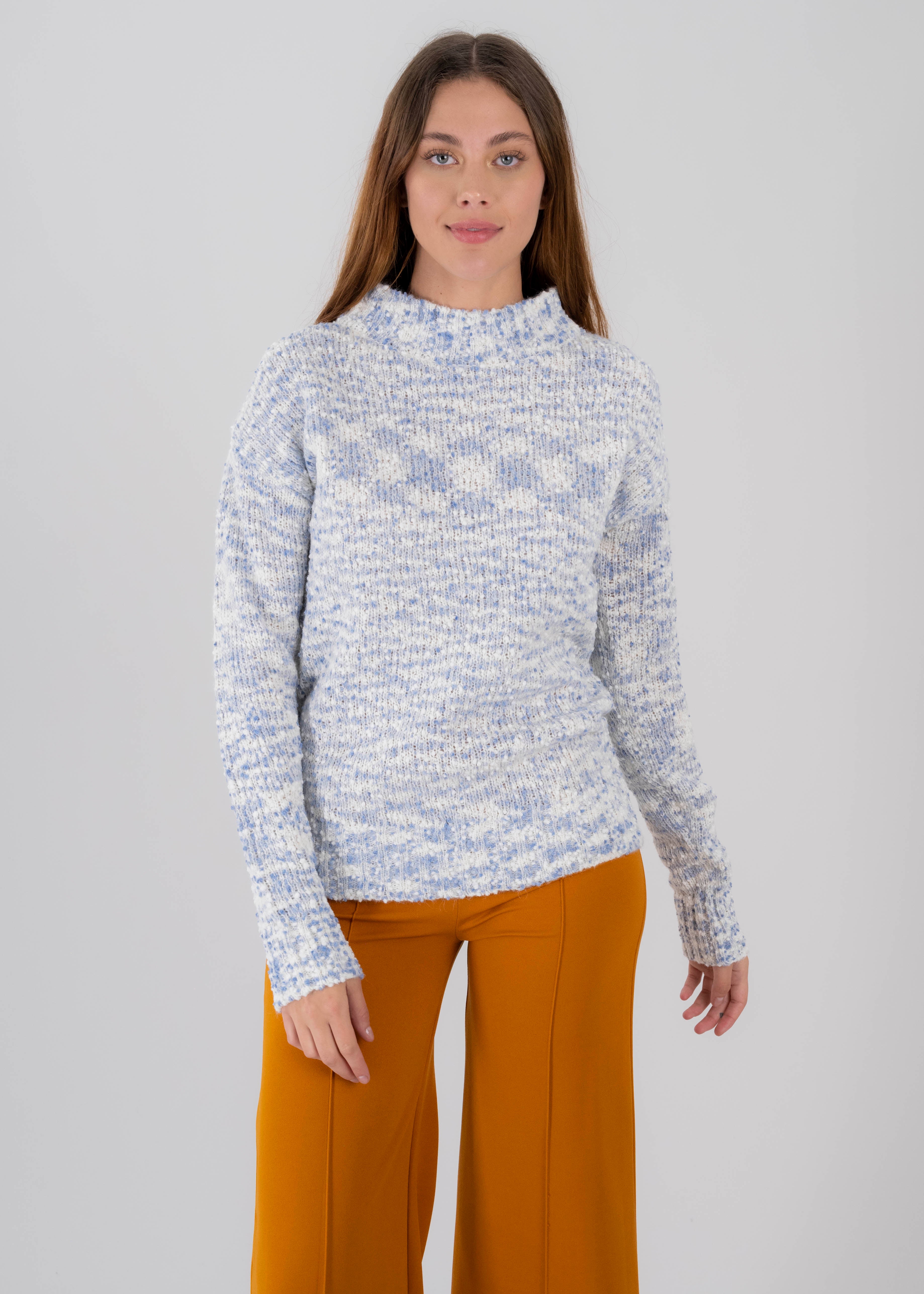 Suéter jaspeado cuello alto AZUL COMBO