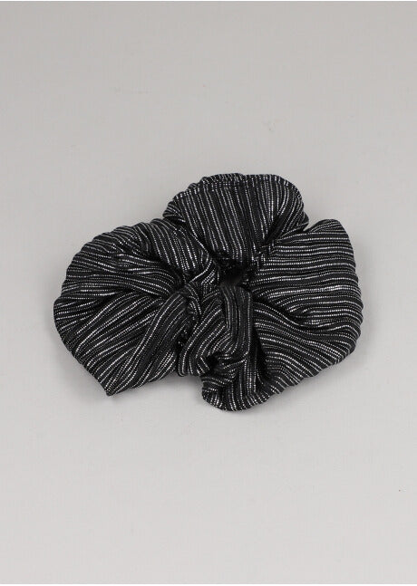 Scrunchie Rayado Satín NEGRO