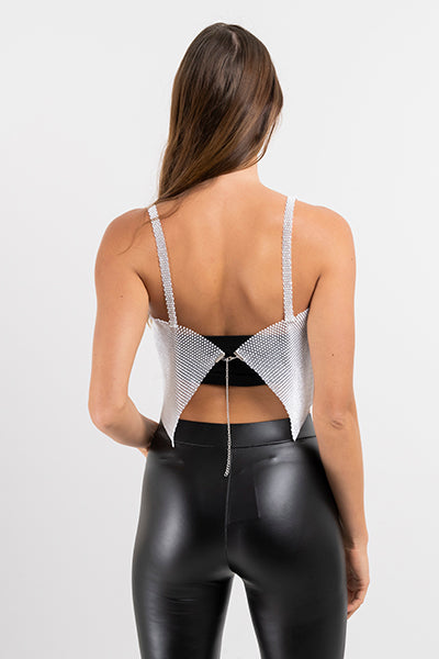 Top Brillos Cropped BLANCO