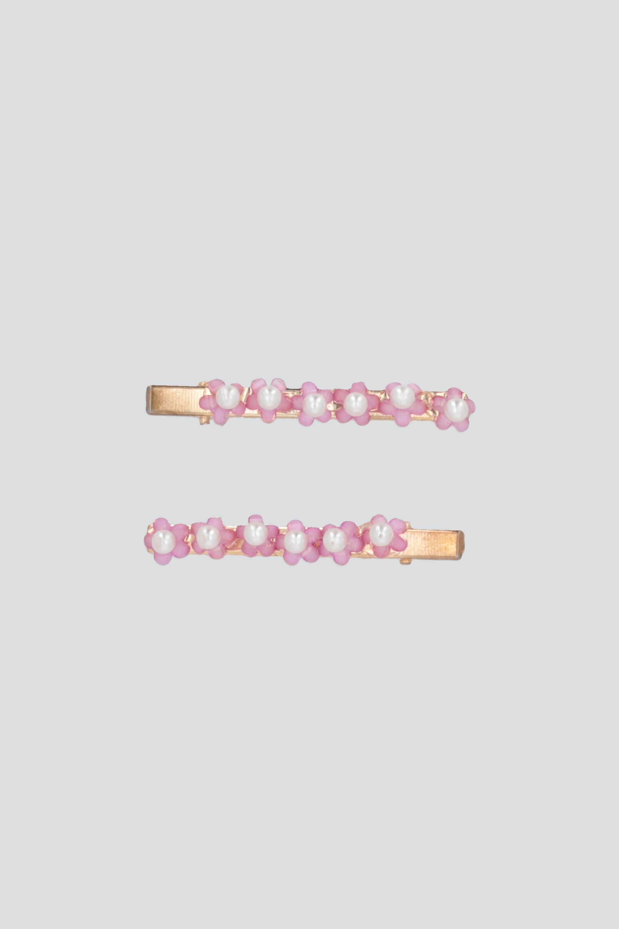 Set 2 Piezas Pasador Flores Perlas LILA