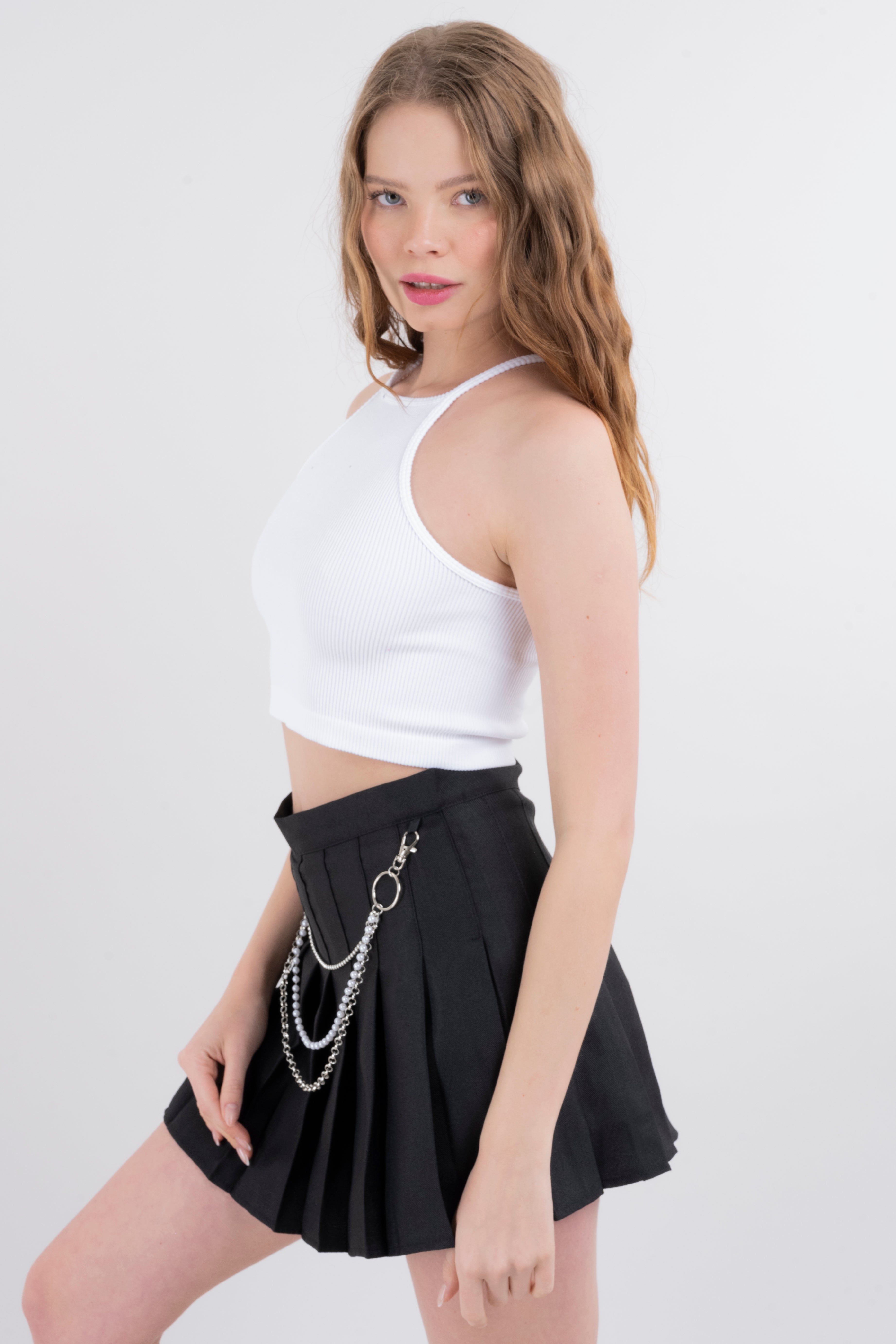 Top halter acanalado BLANCO