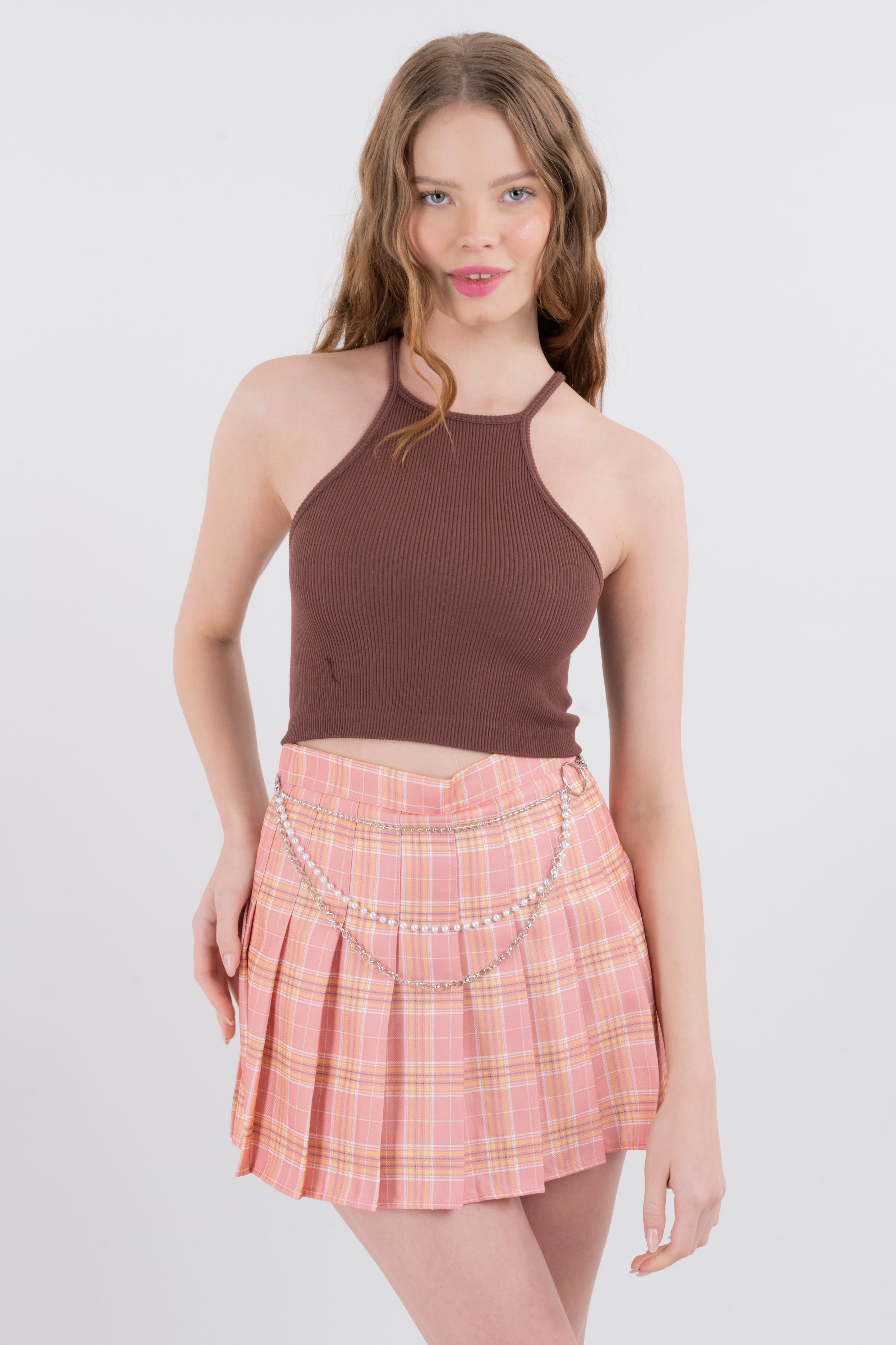Top halter acanalado CAFE