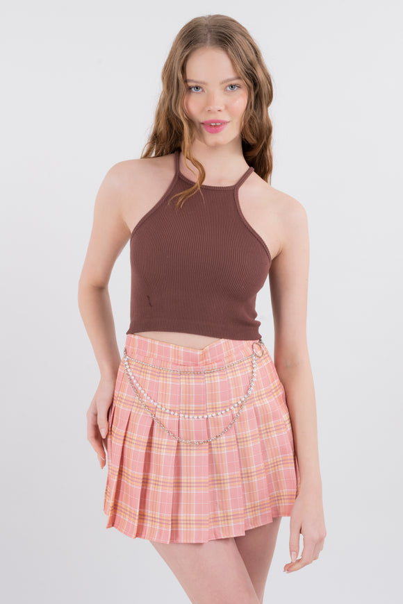 Top halter acanalado