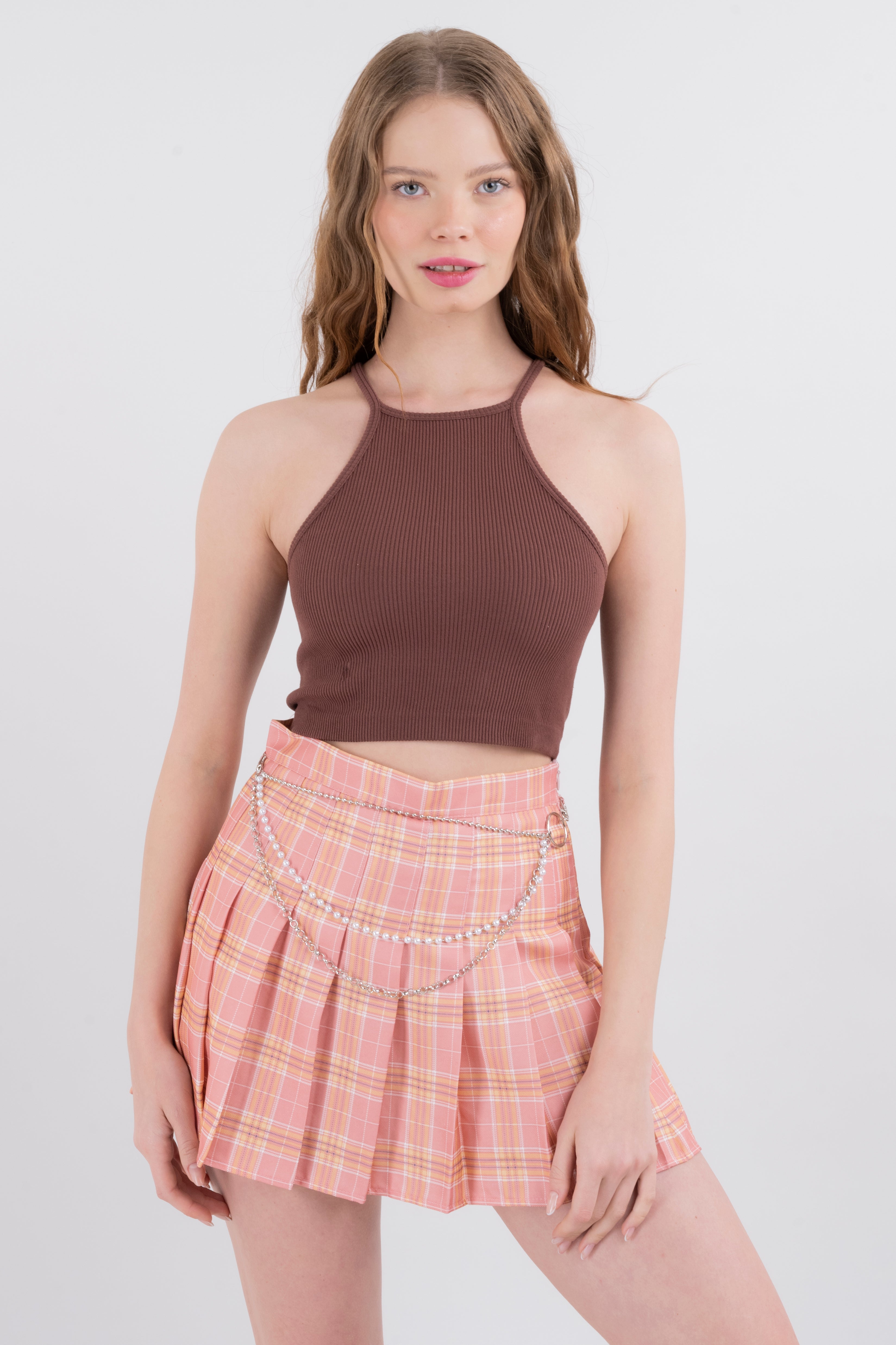 Top halter acanalado CAFE