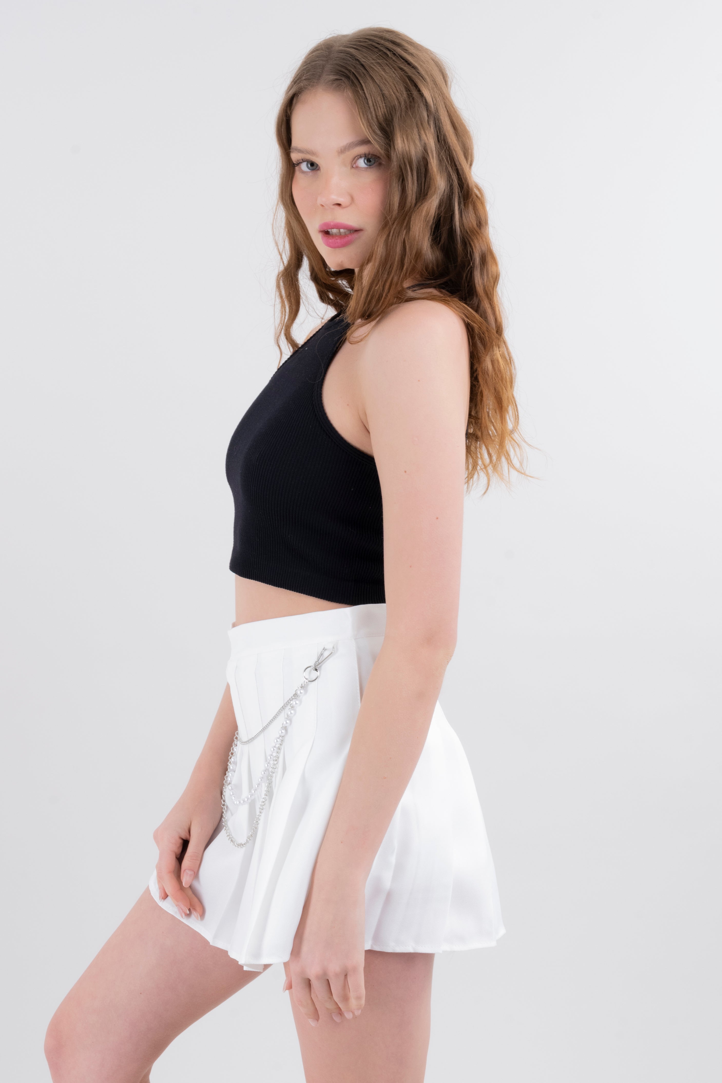 Top halter acanalado NEGRO