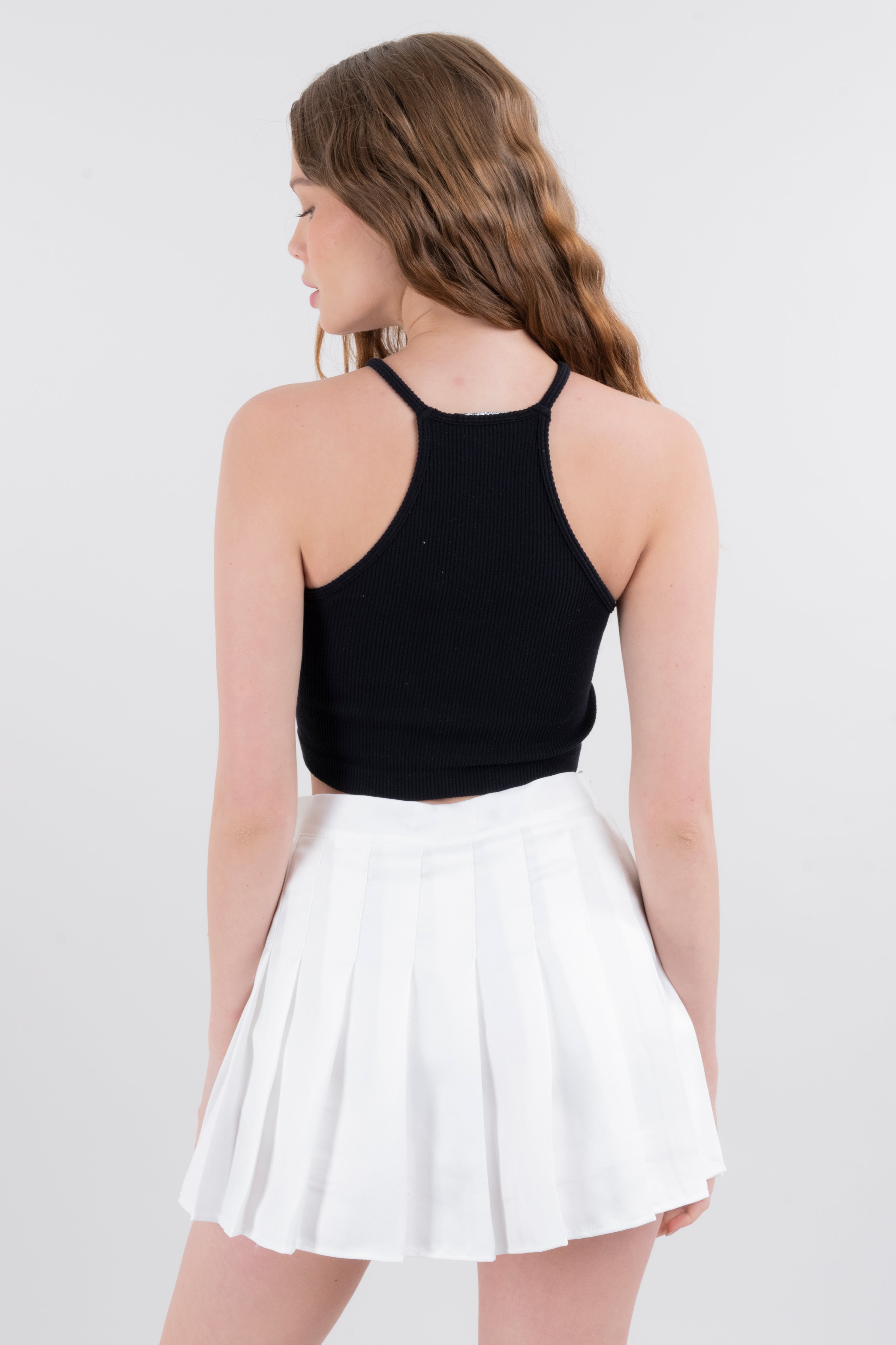 Top halter acanalado NEGRO