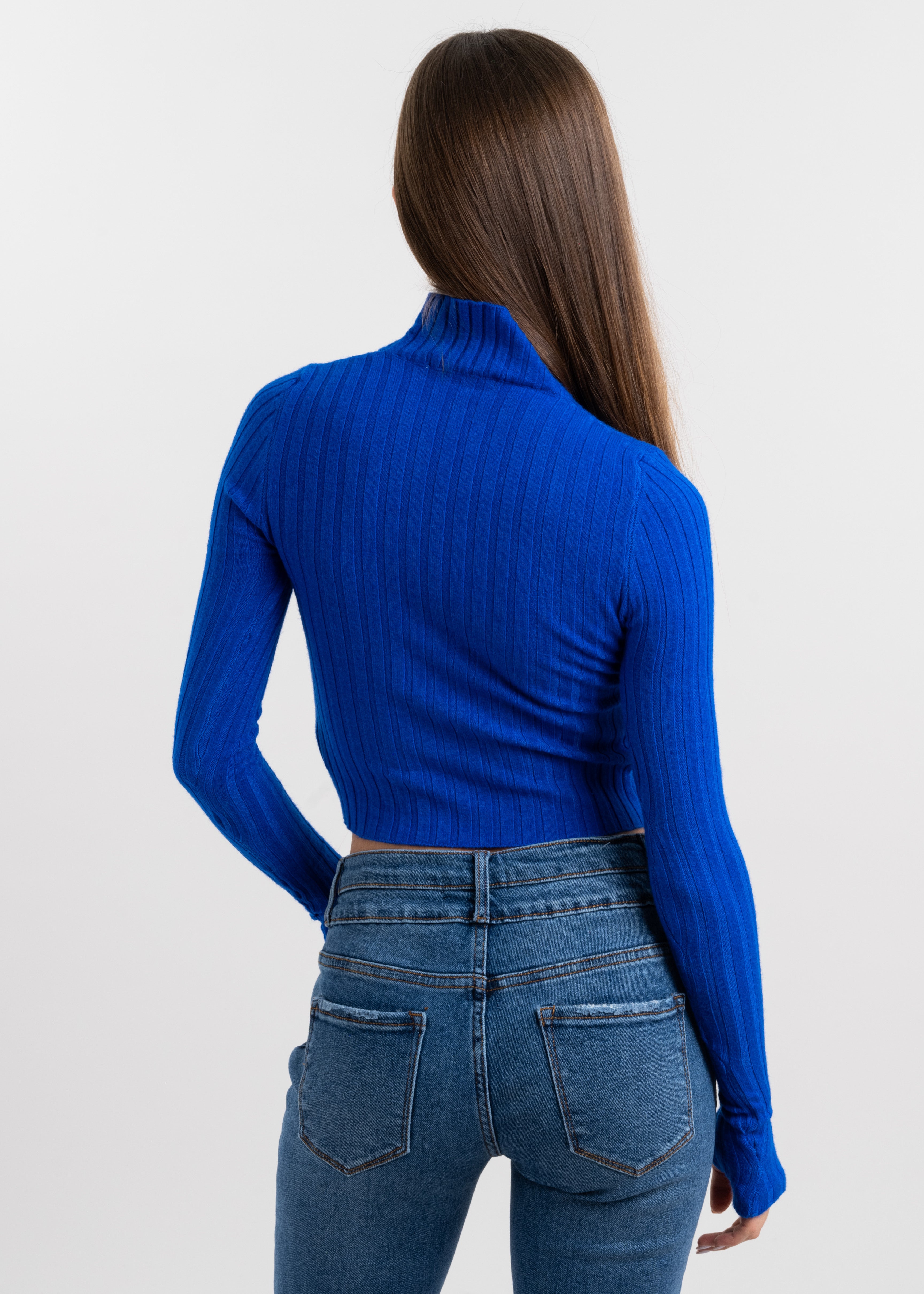 Suéter crop acanalado AZUL REY