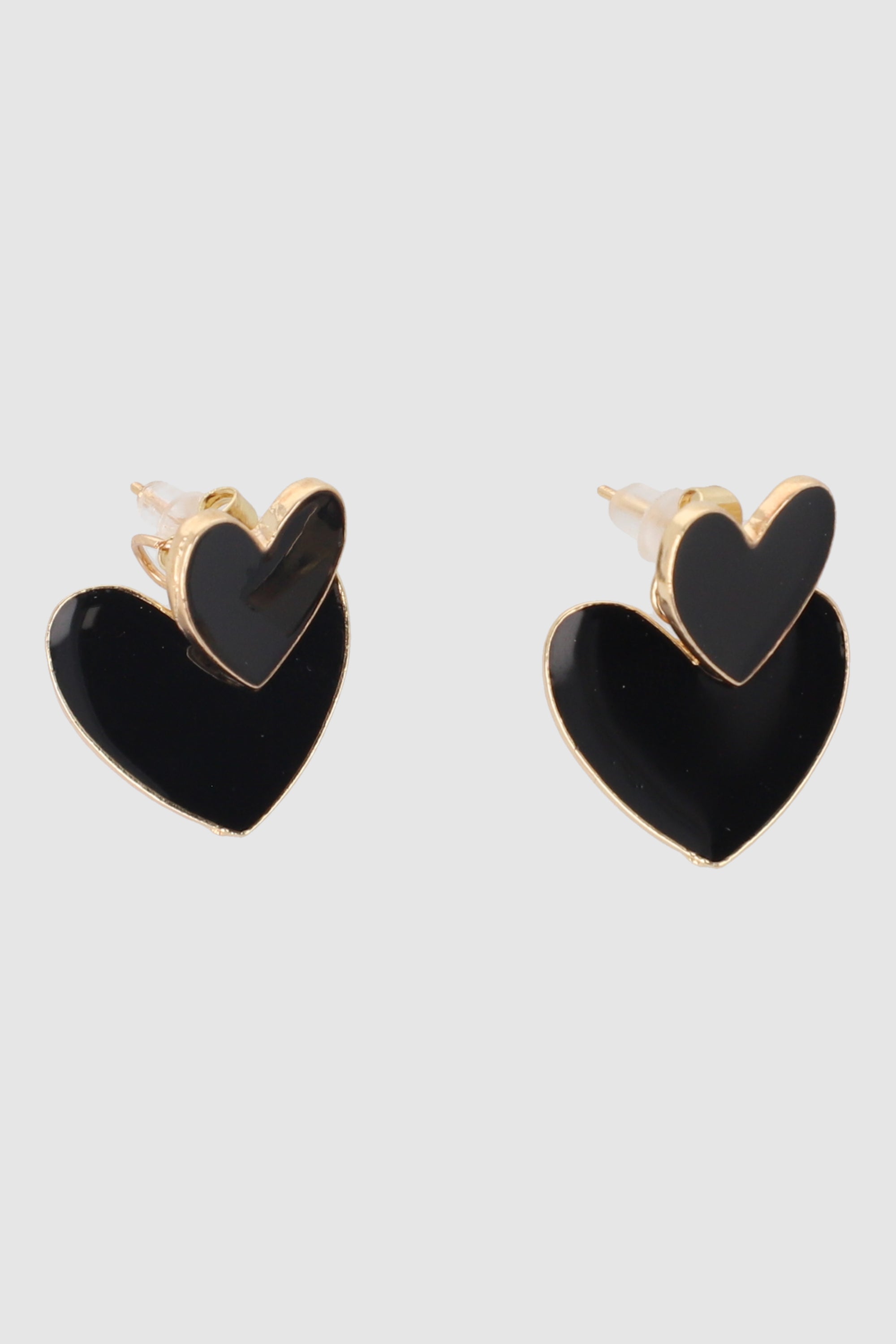 Aretes Largos Corazones NEGRO