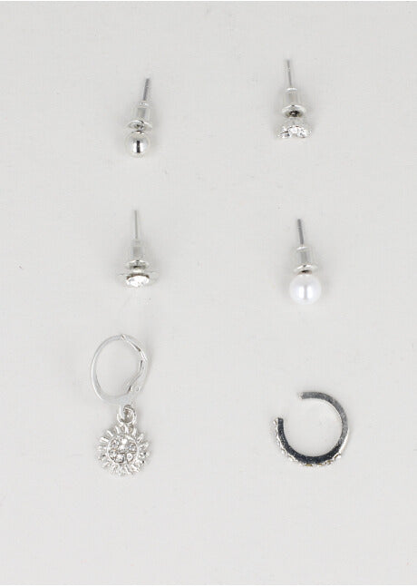 Set 6 Aretes Earcuff Sol PLATA