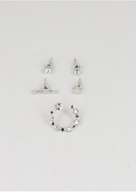 5P Aretes Circulo Estrellas PLATA