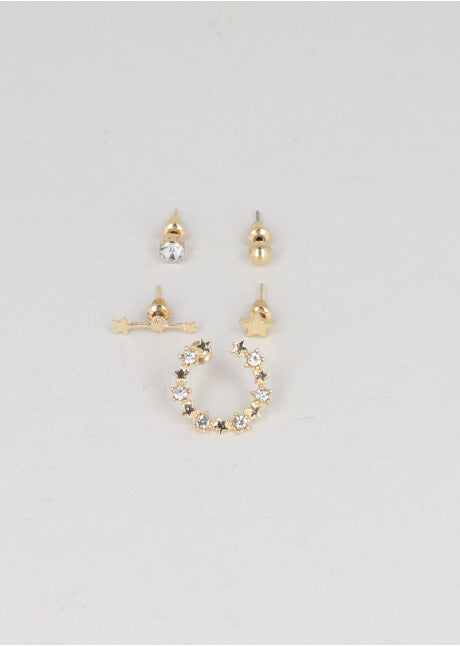 5P Aretes Circulo Estrellas ORO