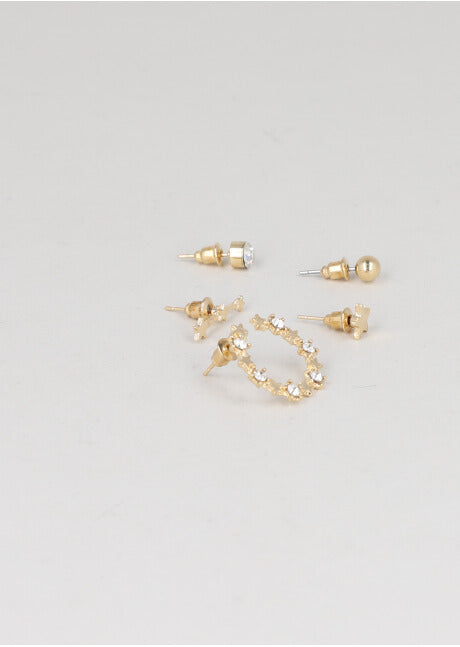 5P Aretes Circulo Estrellas ORO