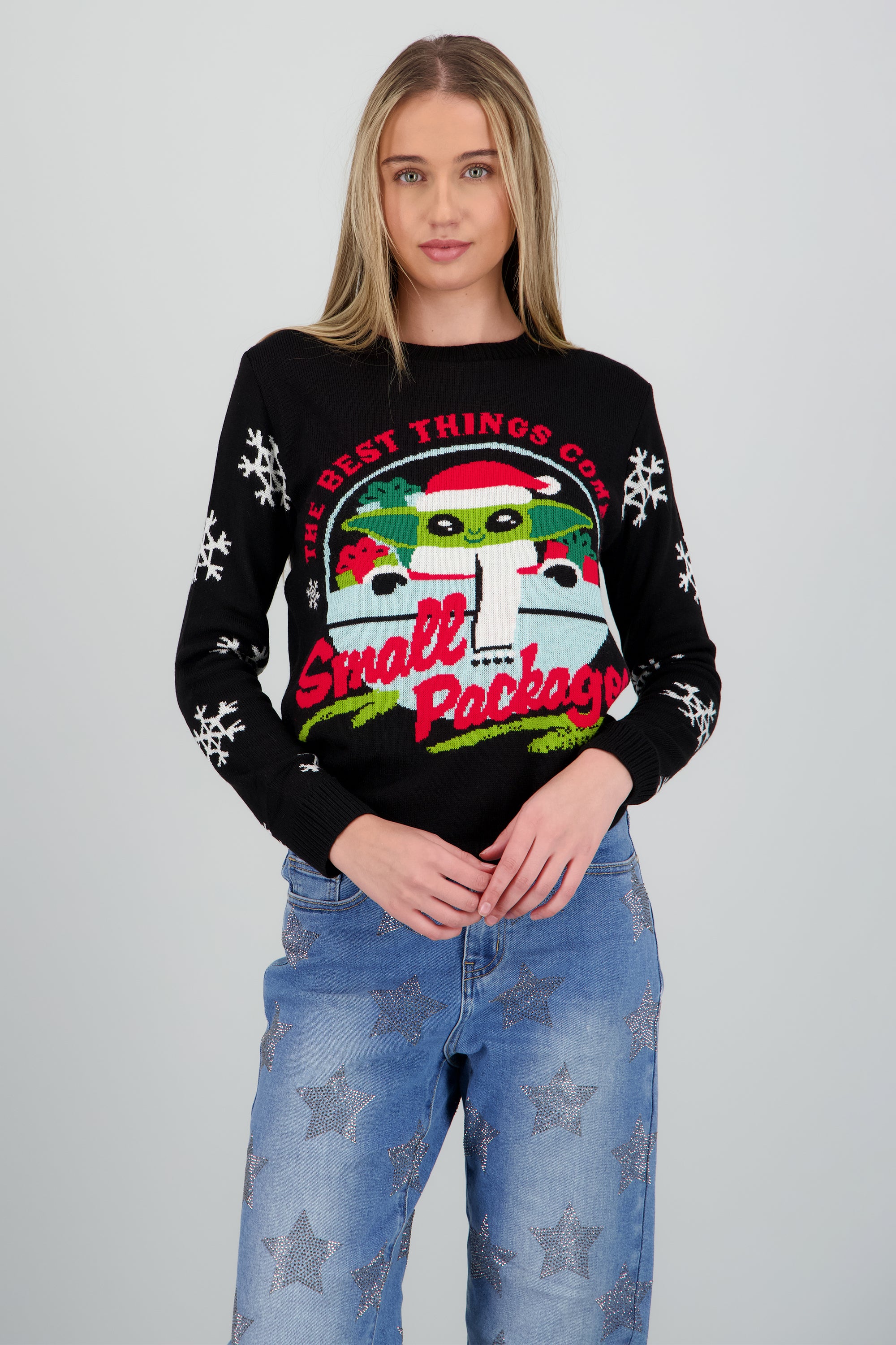 Suéter navideño Grogu NEGRO