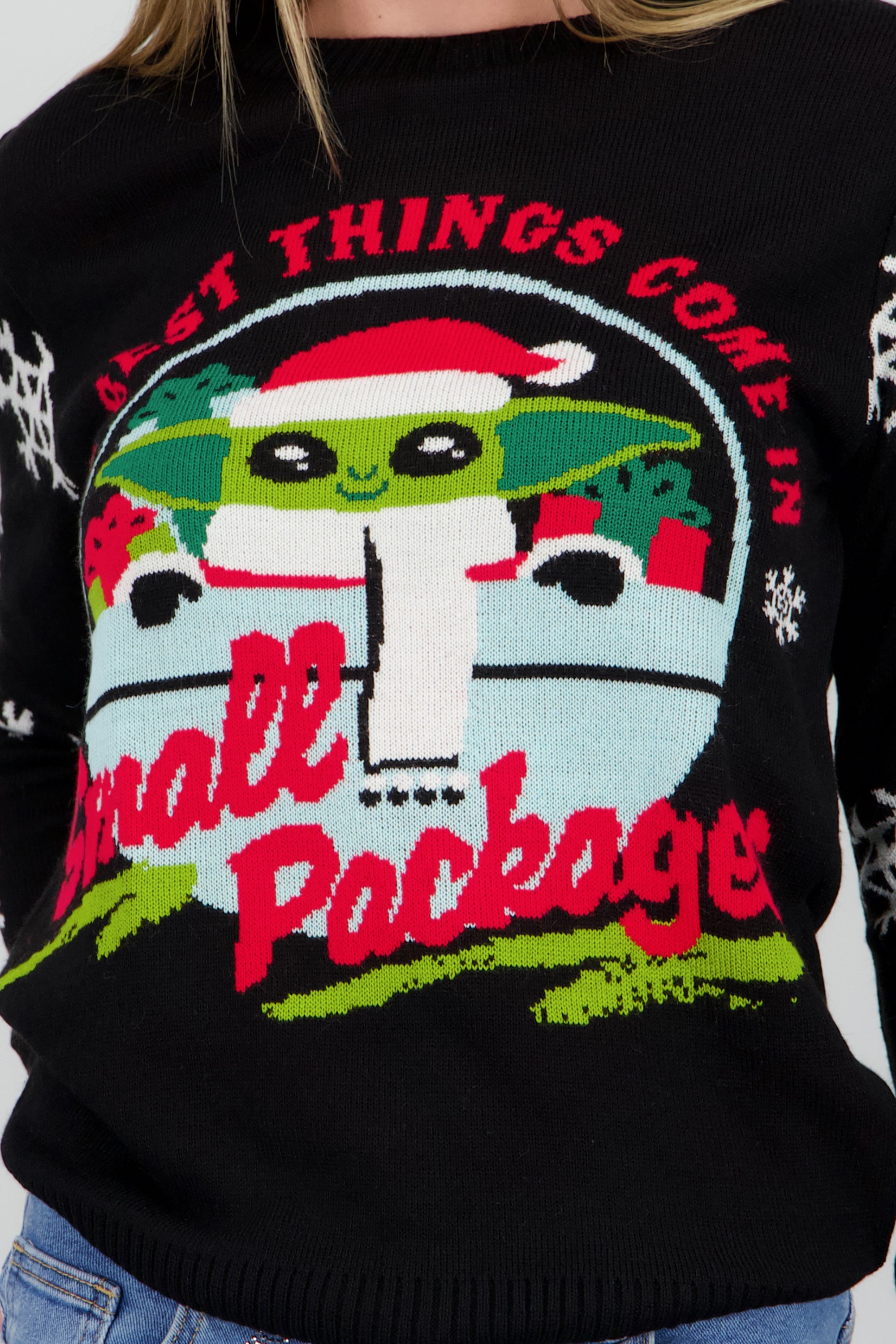 Suéter navideño Grogu NEGRO