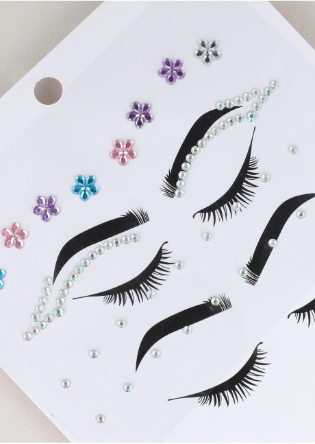 Plantilla brillos faciales flores cateye IRIDISCENTE