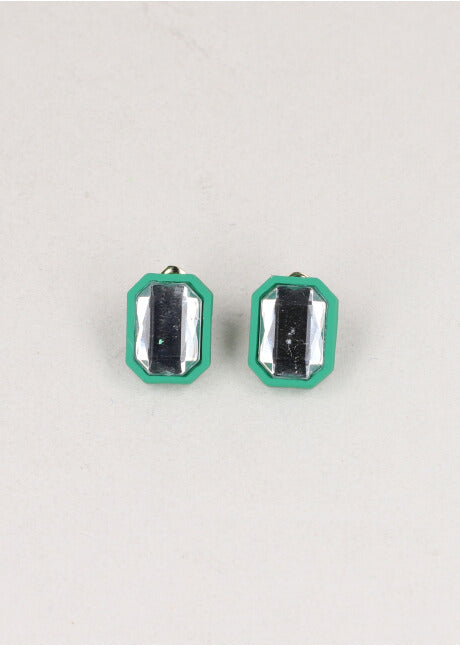 Aretes Cuadro Color Cristal VERDE