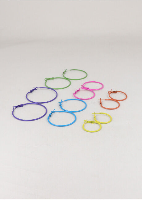 6 Pares Arracadas Color Tamaños MULTICOLOR