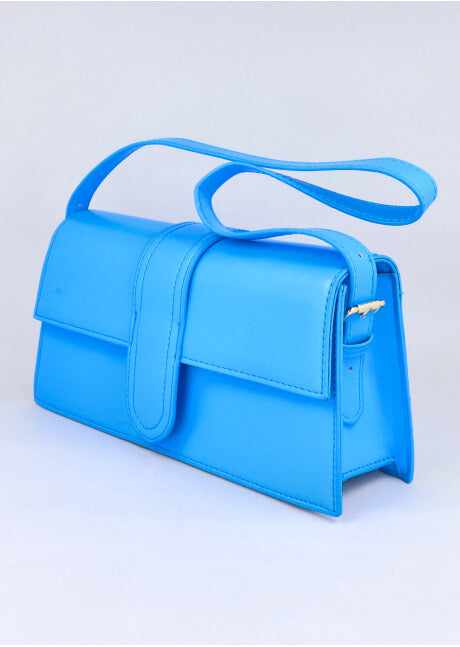 Bolsa trapecio efecto piel AZUL