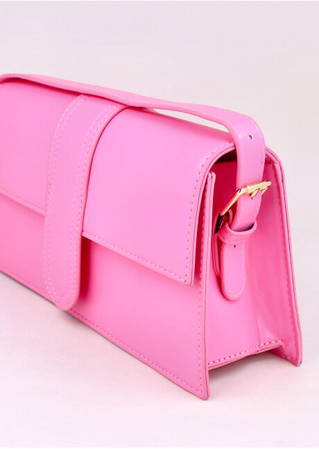 Bolsa trapecio efecto piel ROSA