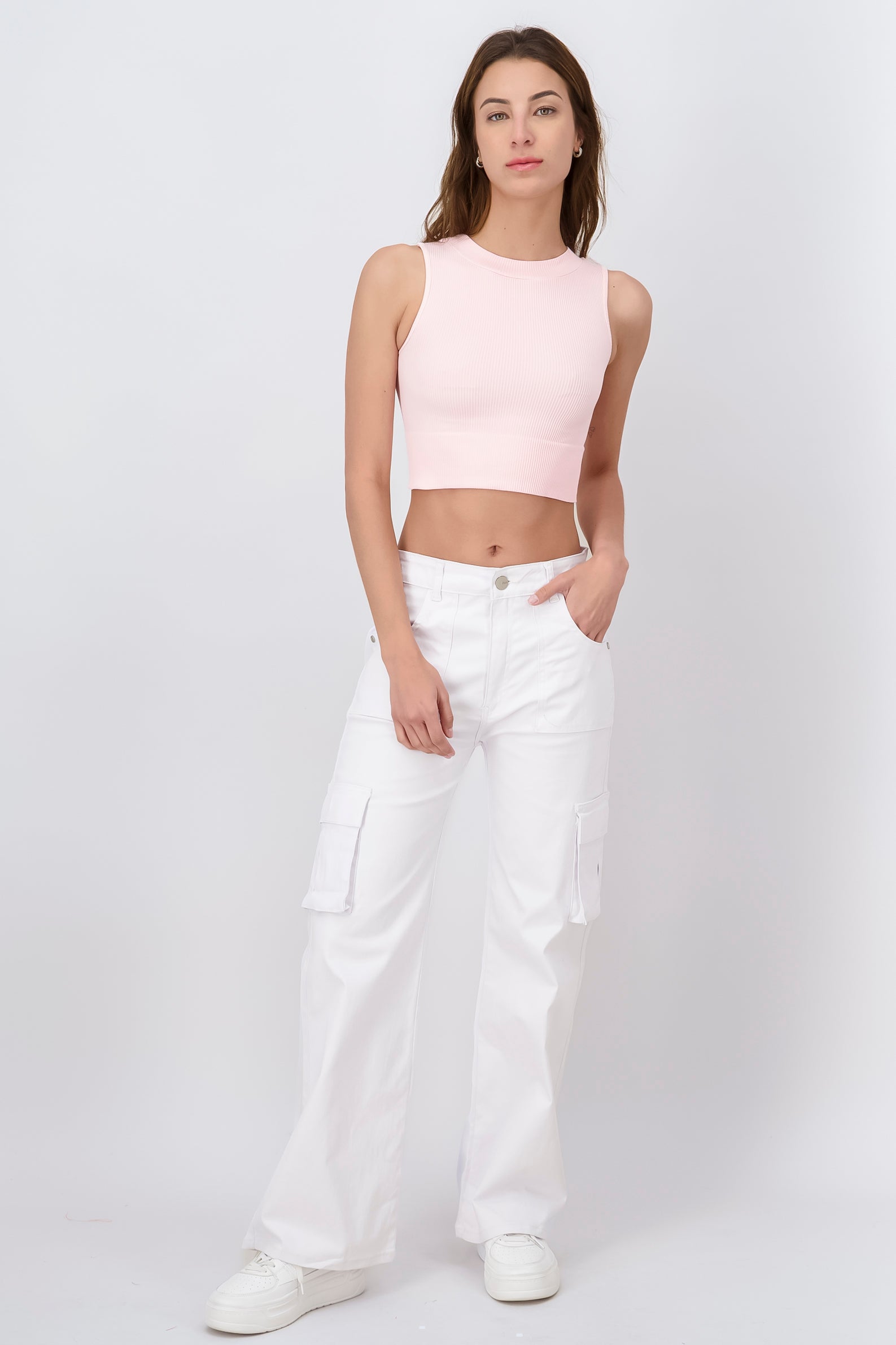 Jeans cargo wide leg BLANCO