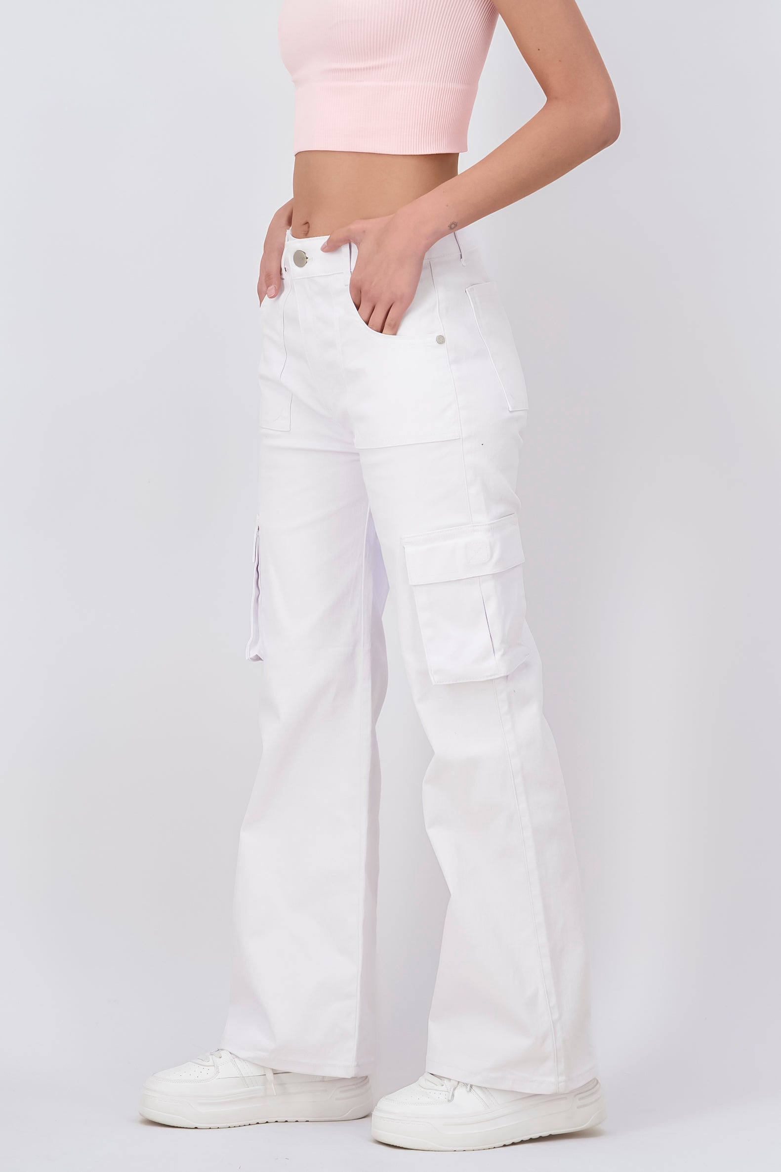 Jeans cargo wide leg BLANCO