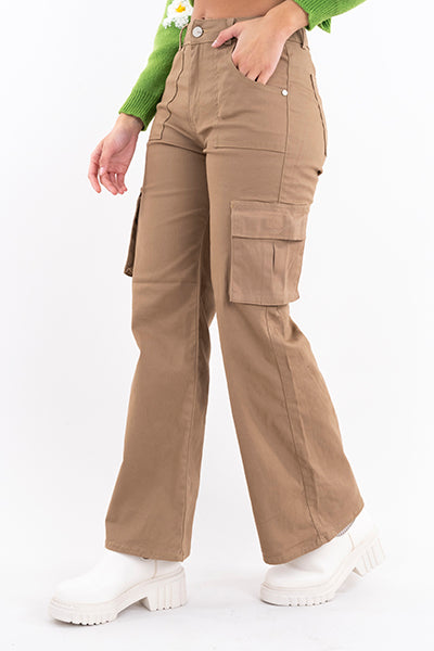Jeans cargo wide leg KHAKI