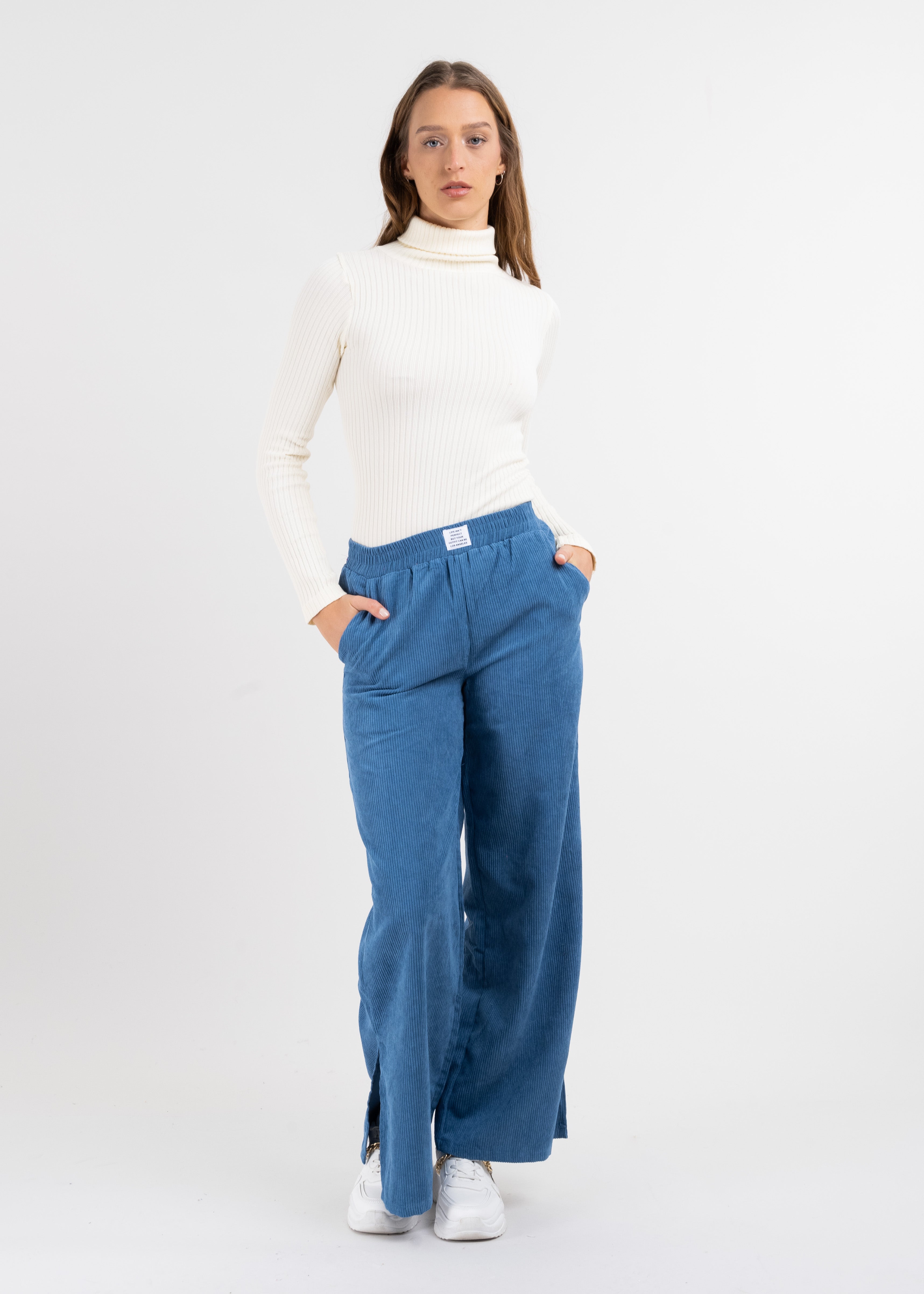 Pantalón wide leg pana AZUL