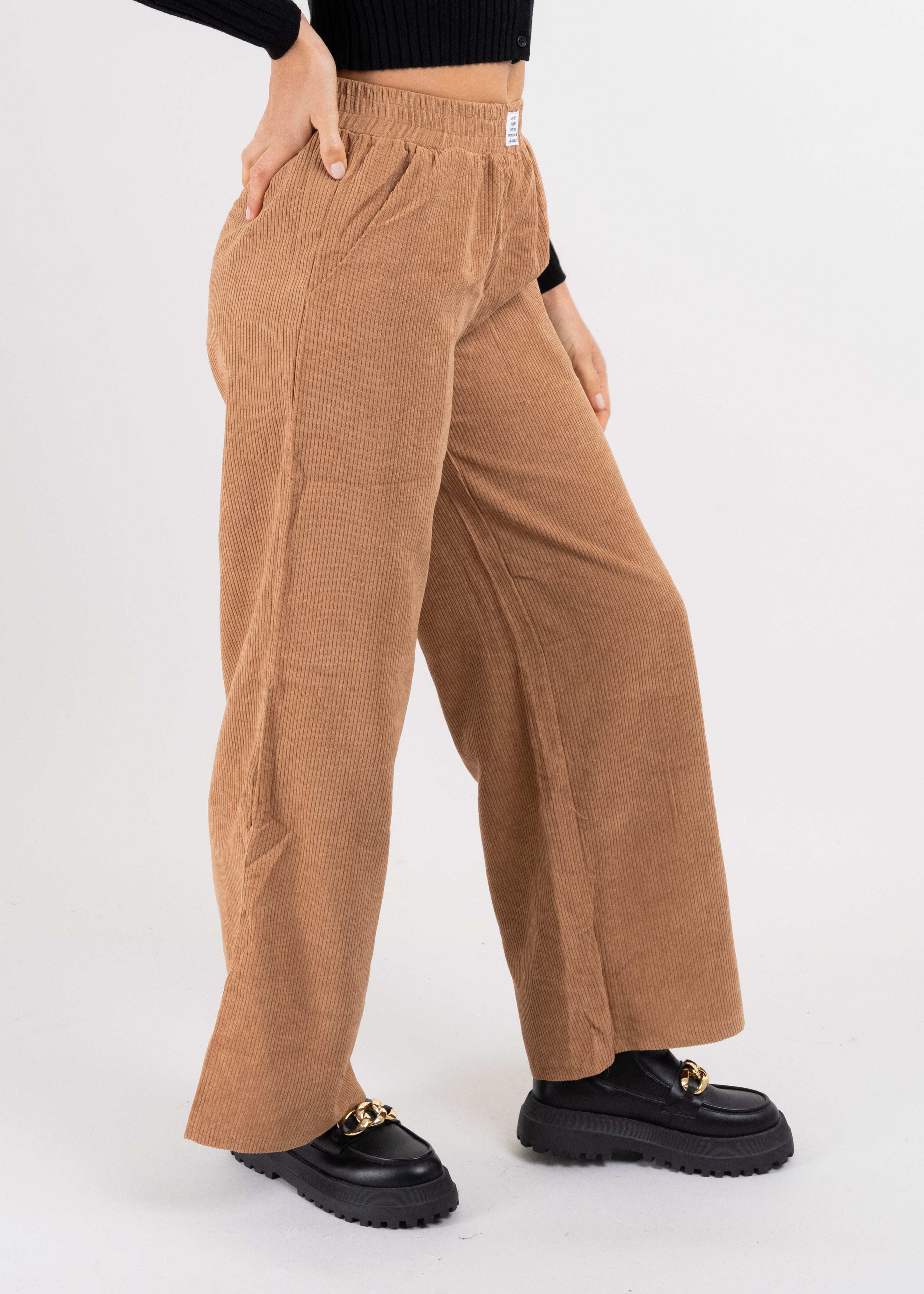 Pantalón wide leg pana KHAKI