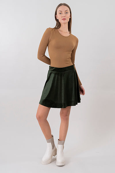 Falda mini velvet lisa cintura media