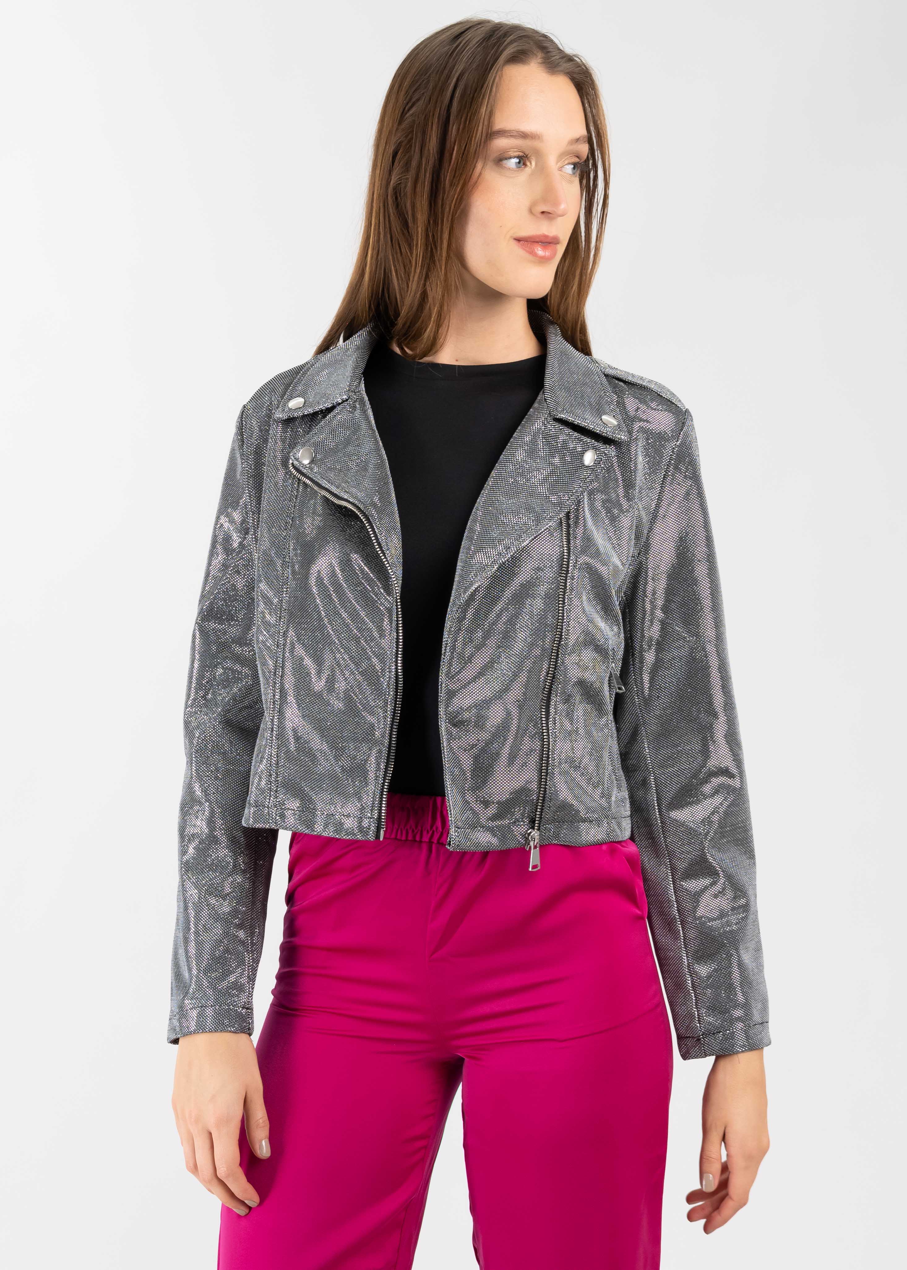 Chamarra metálica biker PLATA