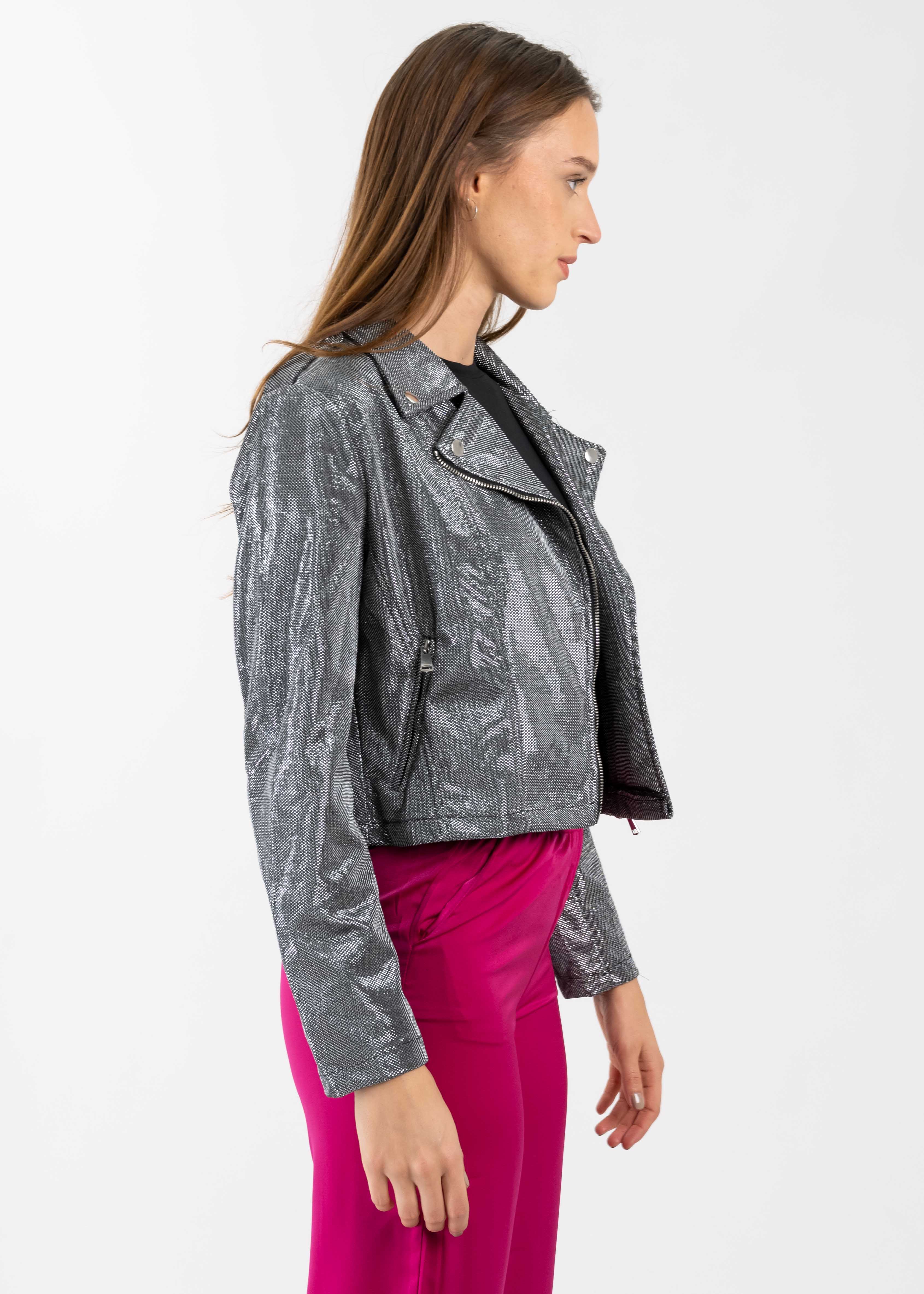 Chamarra metálica biker PLATA