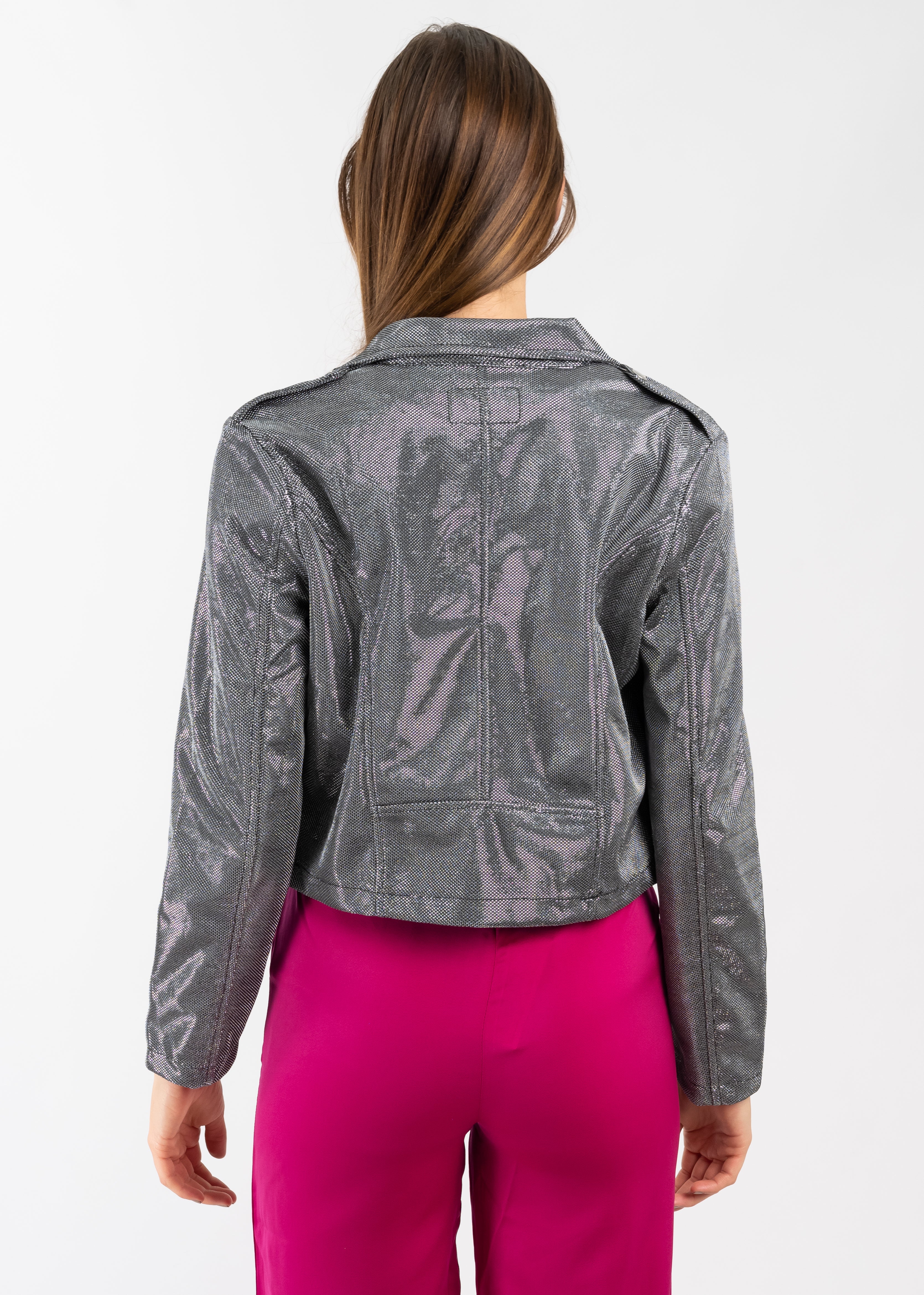 Chamarra metálica biker PLATA
