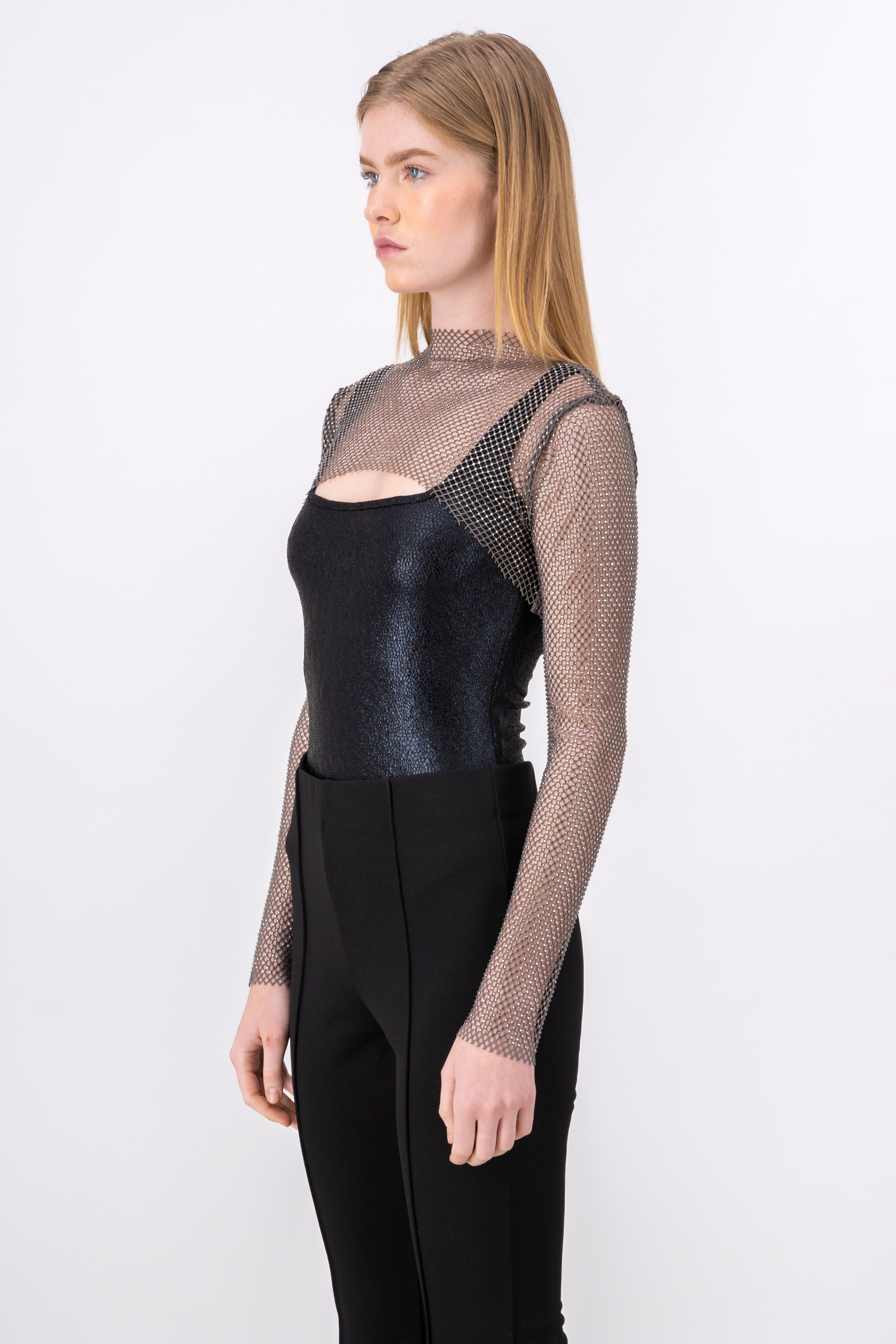 Top mangas red brillos GRIS