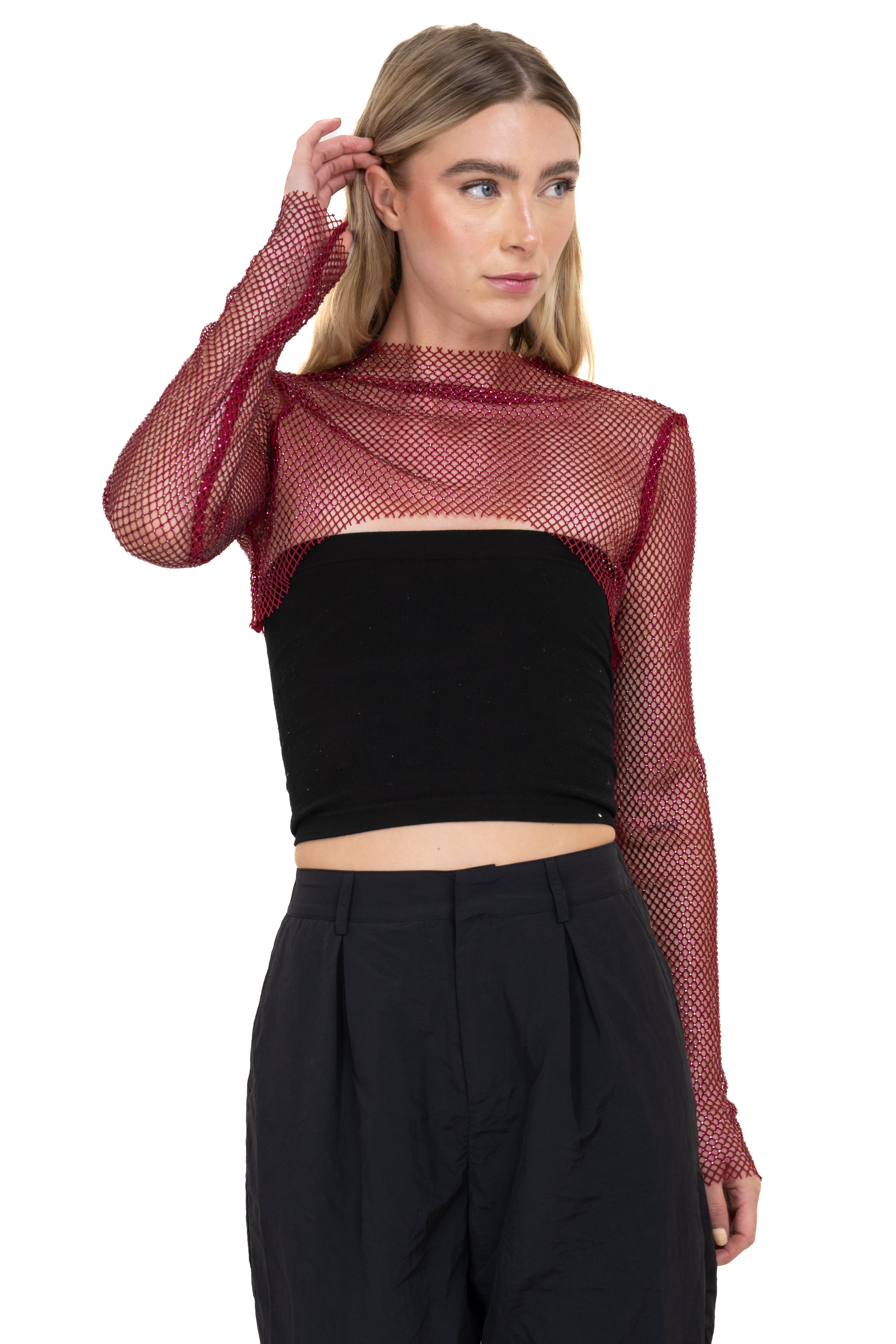 Top mangas red brillos VINO