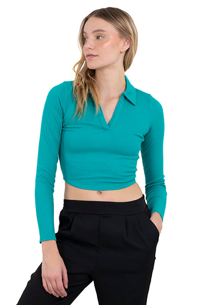 Blusa Corta Cuello Polo VERDE