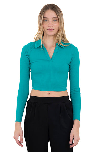 Blusa Corta Cuello Polo VERDE