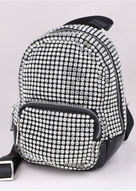 Mochila Efecto Piel Brillos NEGRO