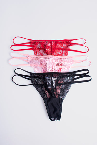 3Pack Tanga Encaje Tiras