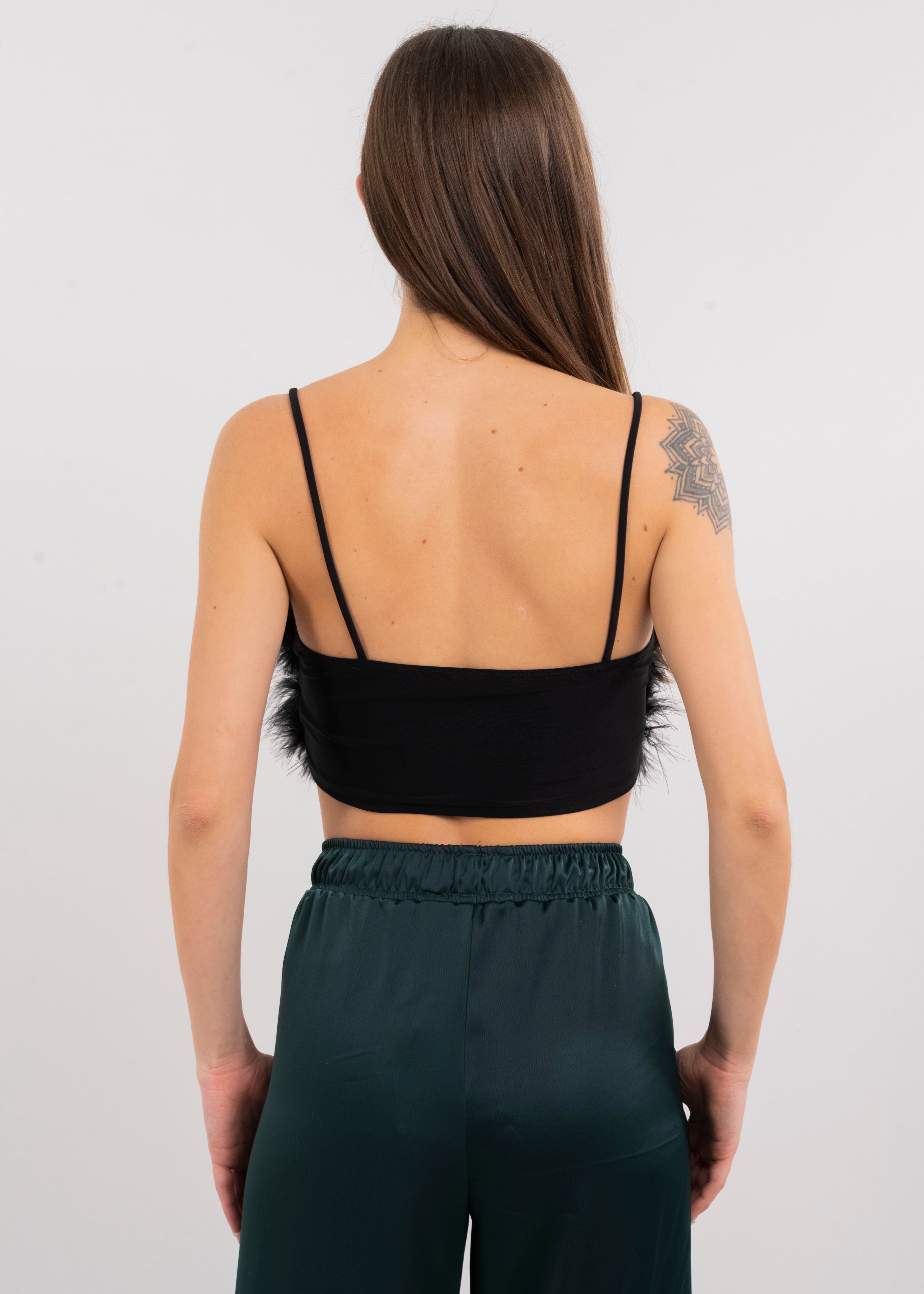 Top tirantes plumas NEGRO