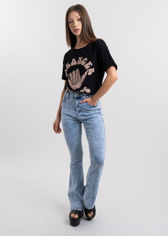 Jeans flare acid wash