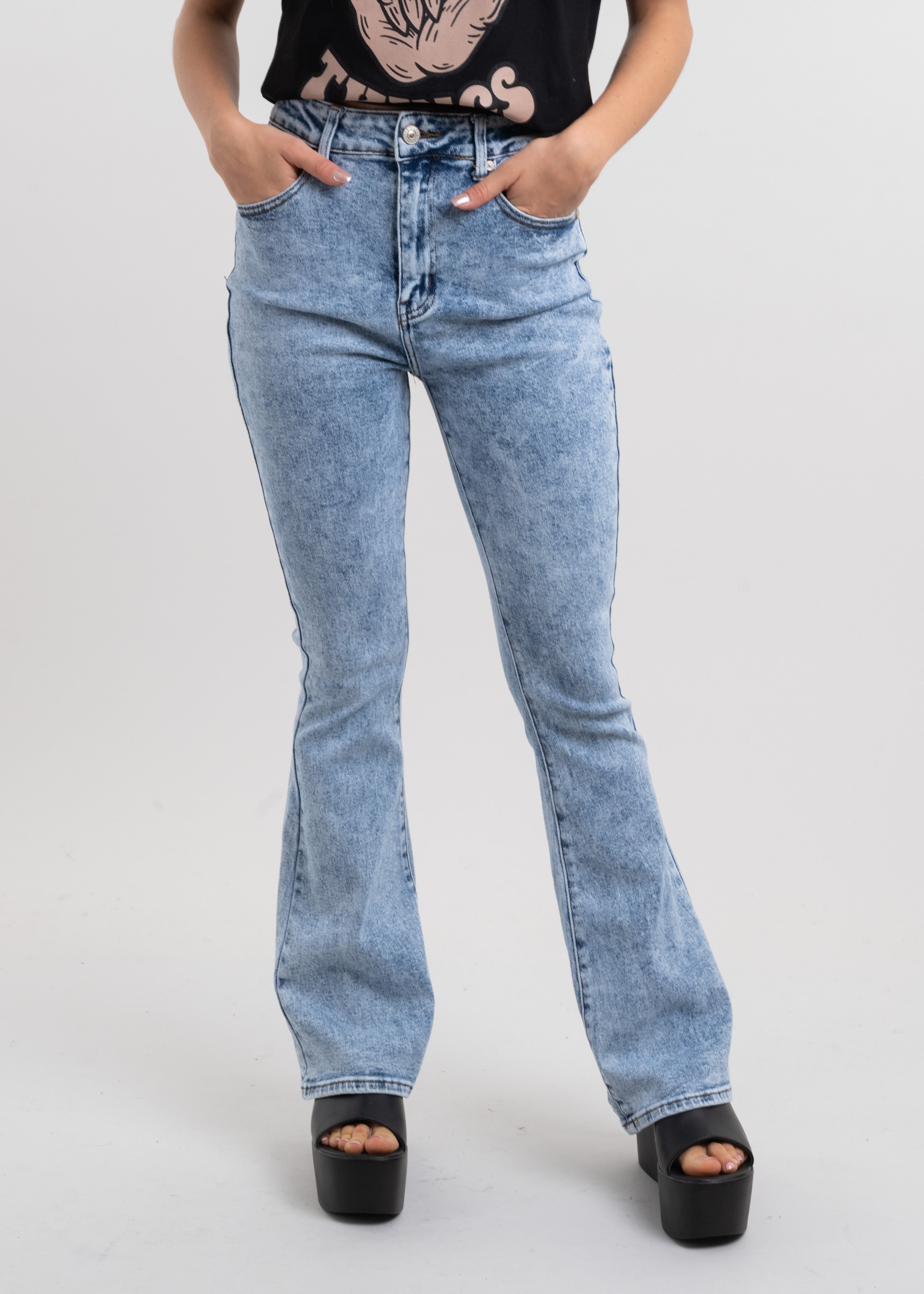 Jeans flare acid wash ACID LIGHT