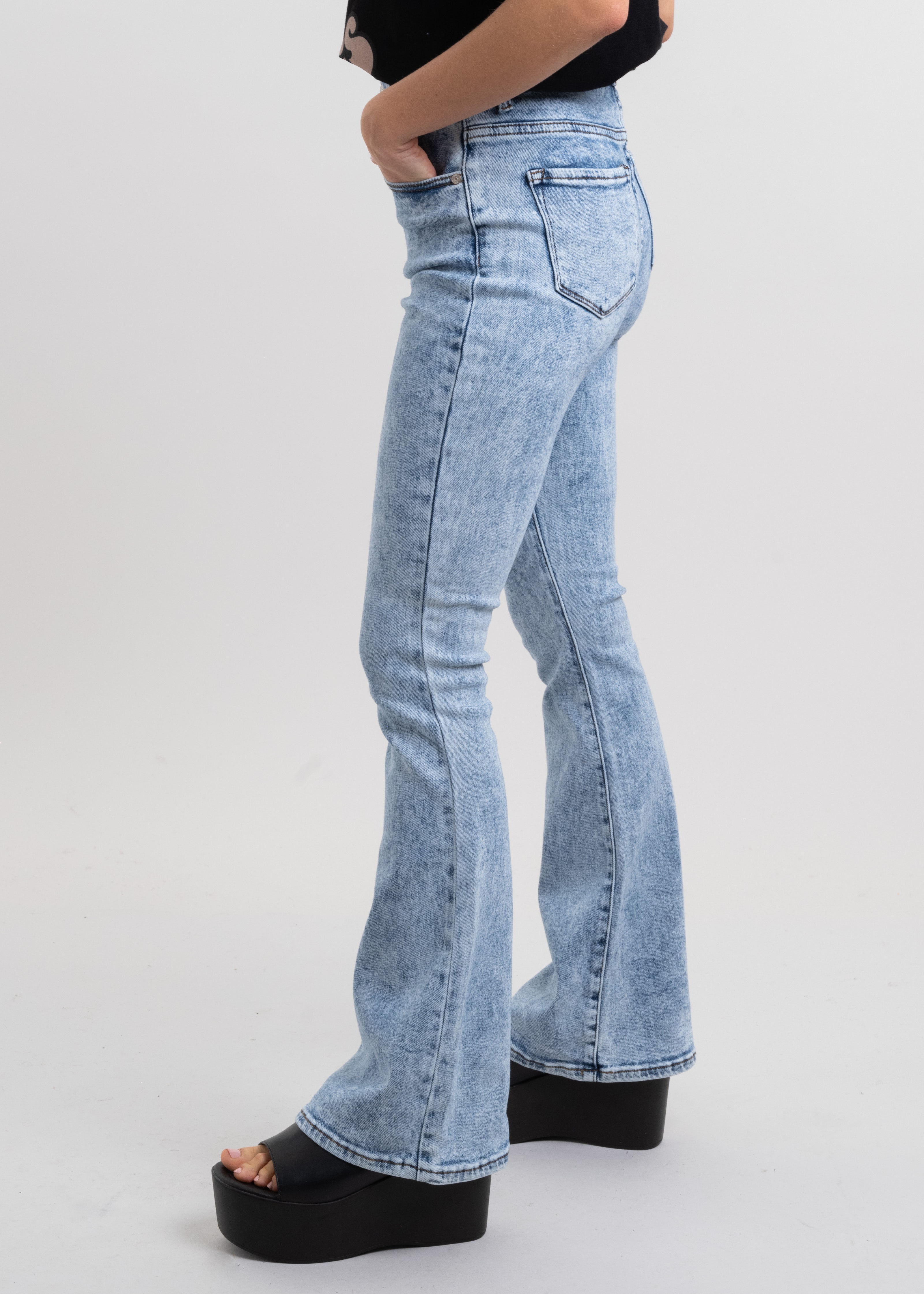 Jeans flare acid wash ACID LIGHT